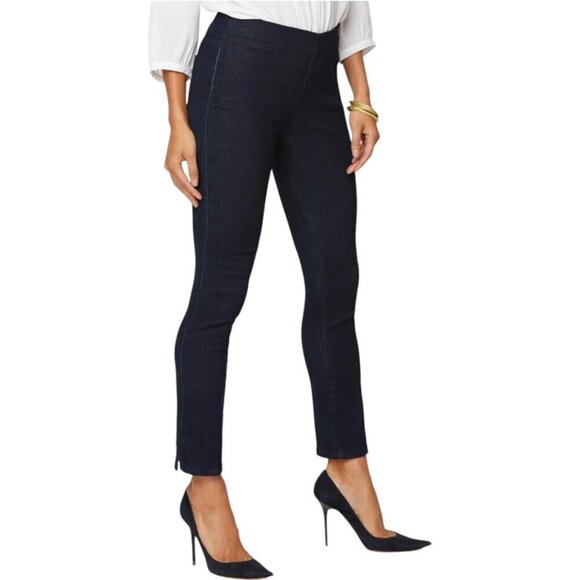 NYDJ Jeans Skinny Alina Pull-On Ankle With Side Slits Women's 4 Dark Blue Rinse - Picture 1 of 16